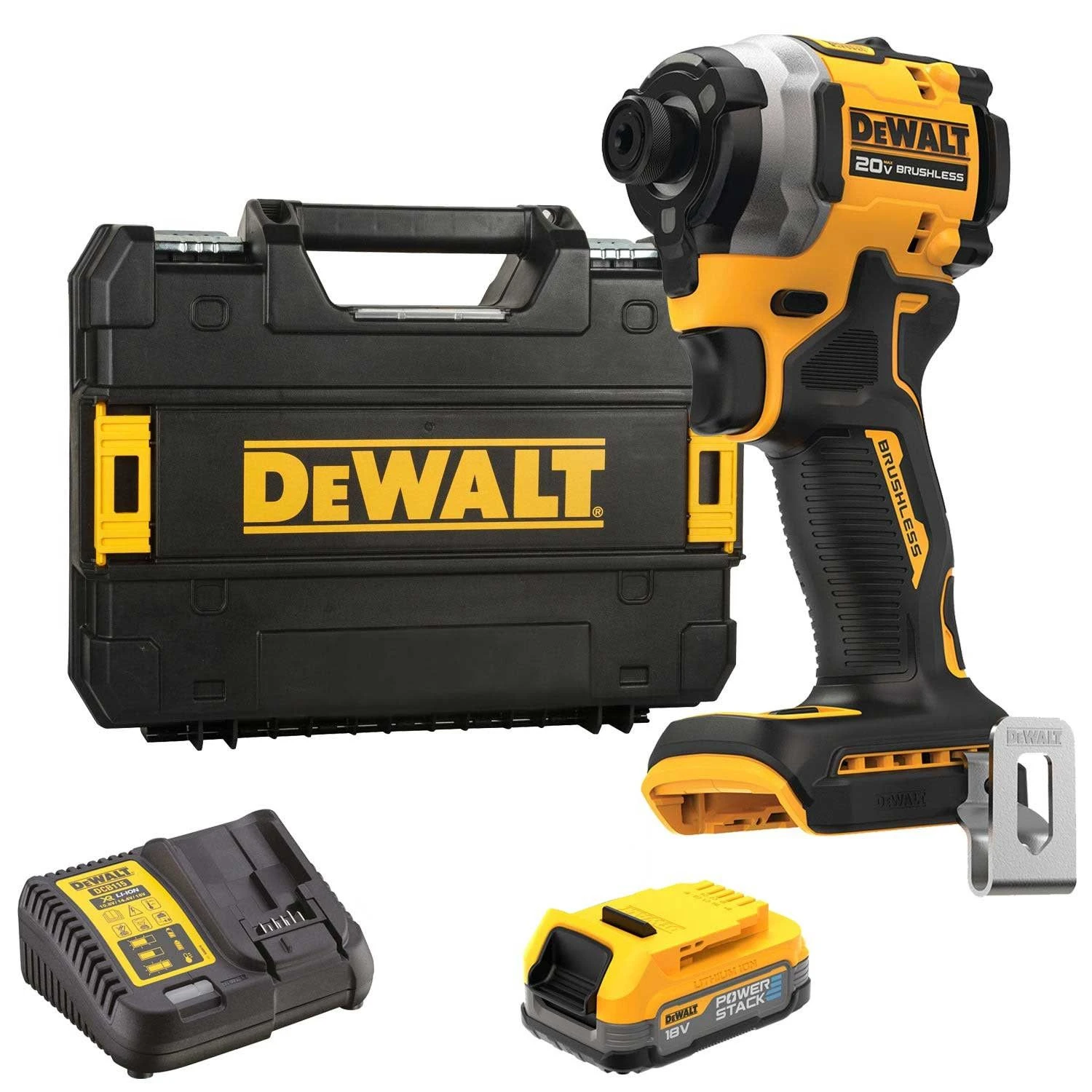 DeWALT DCF850E1T-QW - 18V Li-ion XR Ultra Compacte Accu Slagschroevendraaier Set (1x PowerStack Accu) - 3 Snelheden In TSTAK Koffer 3 DeWALT DCF850E1T-QW - 18V Li-ion XR Ultra Compacte Accu Slagschroevendraaier Set (1x PowerStack Accu) - 3 Snelheden In TSTAK Koffer