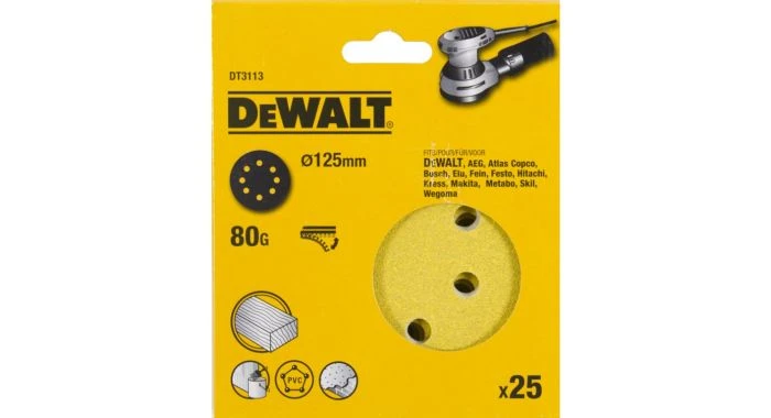 DeWalt DT3113 Schuurschijf - K80 - 125mm (25st) - DT3113-QZ 3 DeWalt DT3113 Schuurschijf - K80 - 125mm (25st) - DT3113-QZ