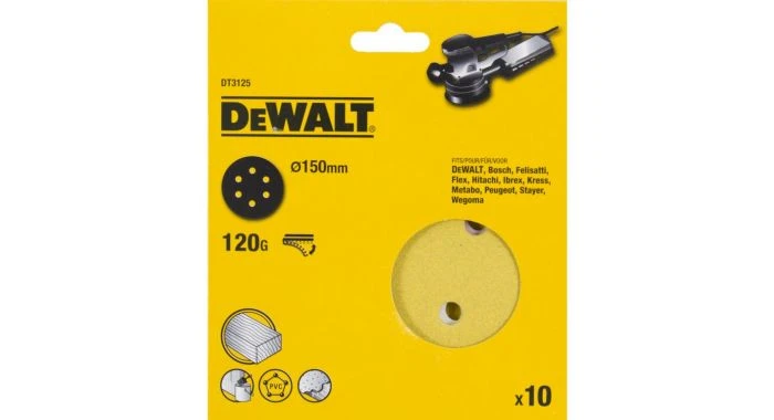 DeWalt DT3125 Schuurschijf - K120 - 150mm (10st) - DT3125-QZ 3 DeWalt DT3125 Schuurschijf - K120 - 150mm (10st) - DT3125-QZ