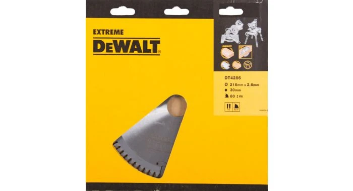DeWalt DT4286 Extreme Cirkelzaagblad - 216 X 30 X 80T - Hout / Laminaat / MDF/ Aluminium - DT4286-QZ 3 DeWalt DT4286 Extreme Cirkelzaagblad - 216 X 30 X 80T - Hout / Laminaat / MDF/ Aluminium - DT4286-QZ